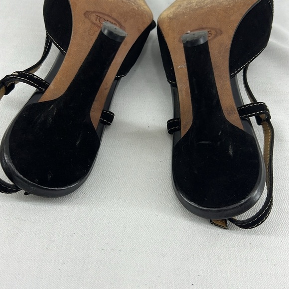 TOD’S Black Maude Suede Slingback Heeled Shoe - Picture 8 of 8